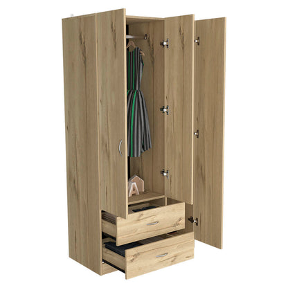 Three Door Armoire Clark, Bedroom, Light Oak / Black