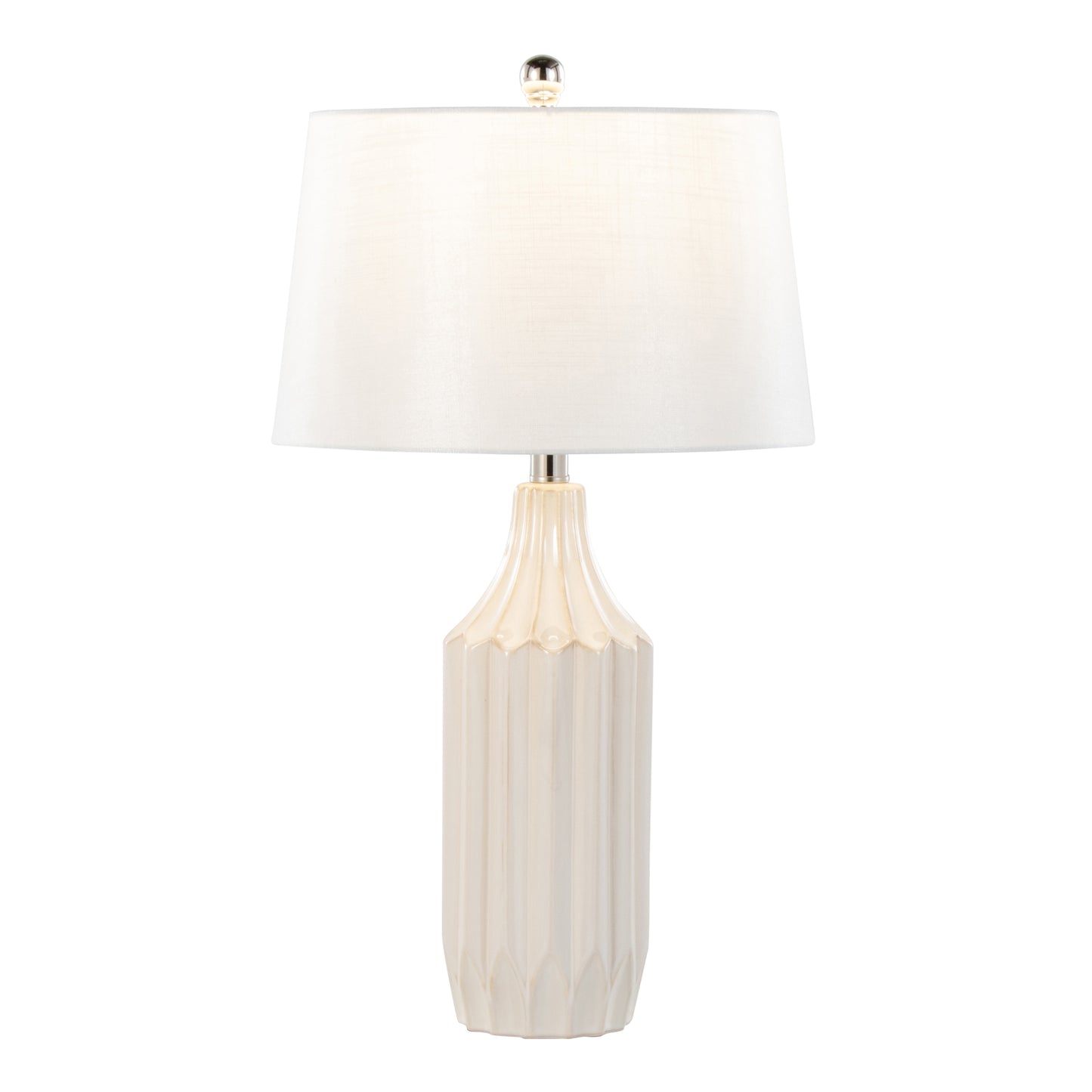 Stella 23" Contemporary Ceramic Table Lamp in Gloss Cream Ceramic with White Shade by LumiSource