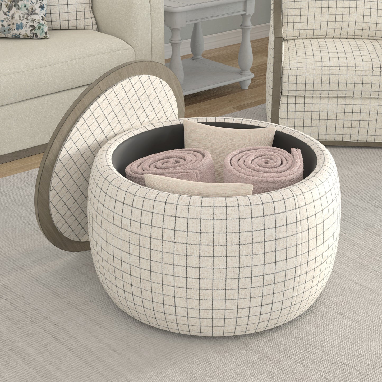 Revel White Storage Ottoman