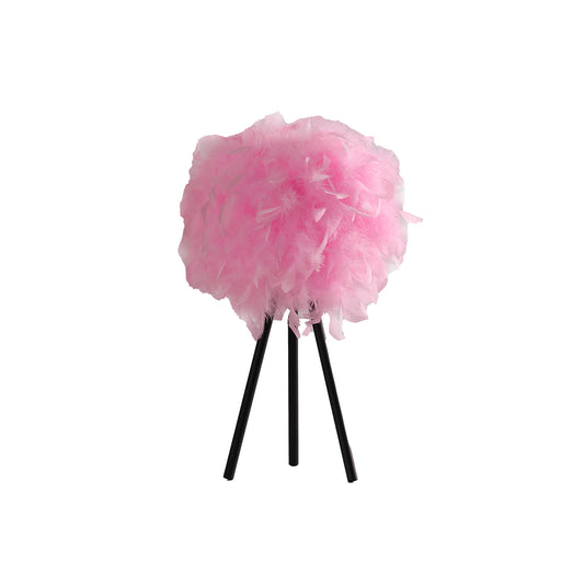 20.5" In Hot Pink Feather Shade Tripod Modern Metal Table Lamp