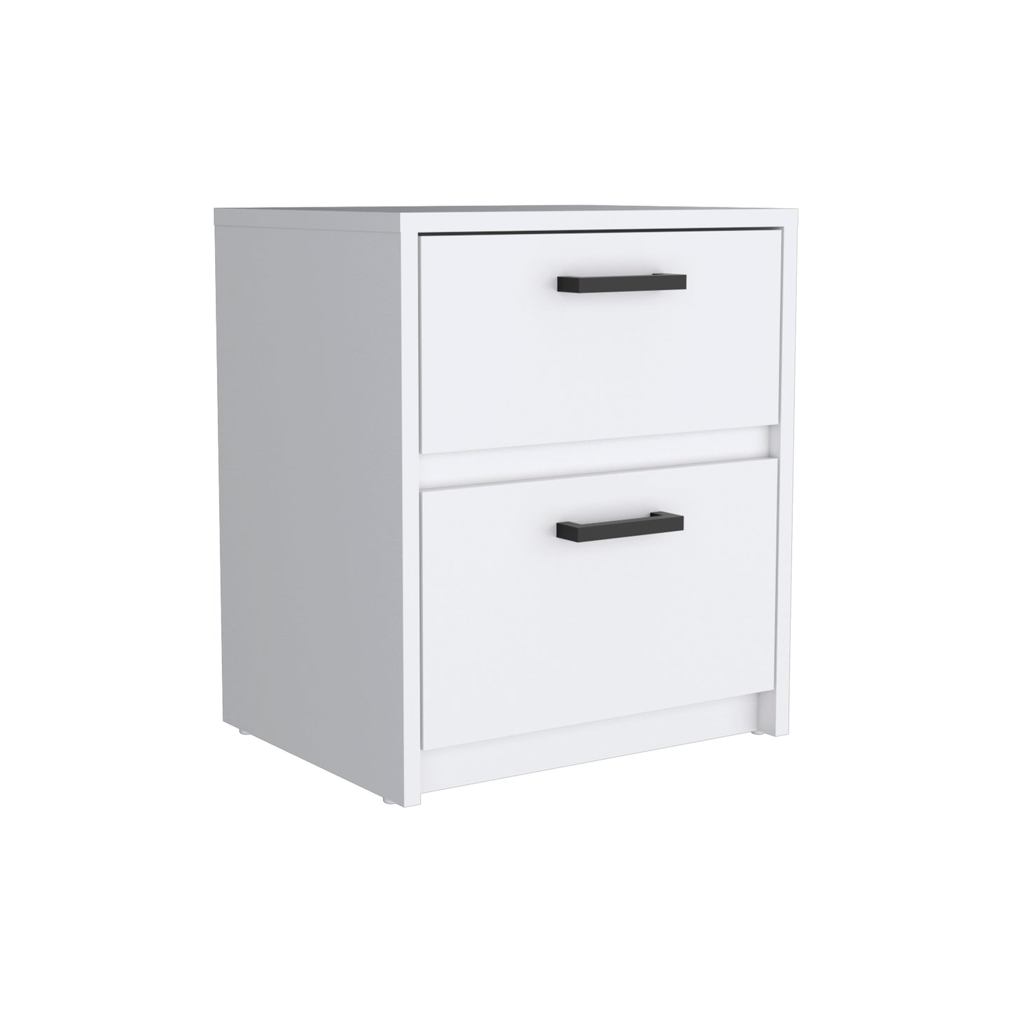 Trivor 2 Drawers Nightstand , End Table, Side Table Metal Handles -White