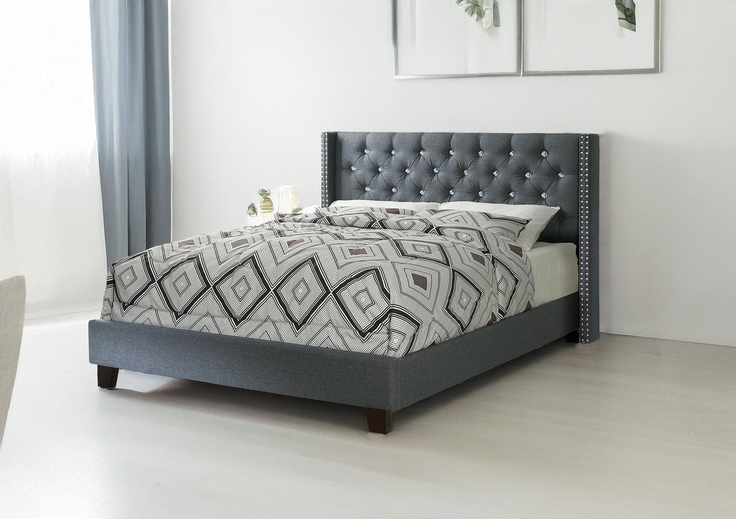 QUEEN BED in Blue Gray