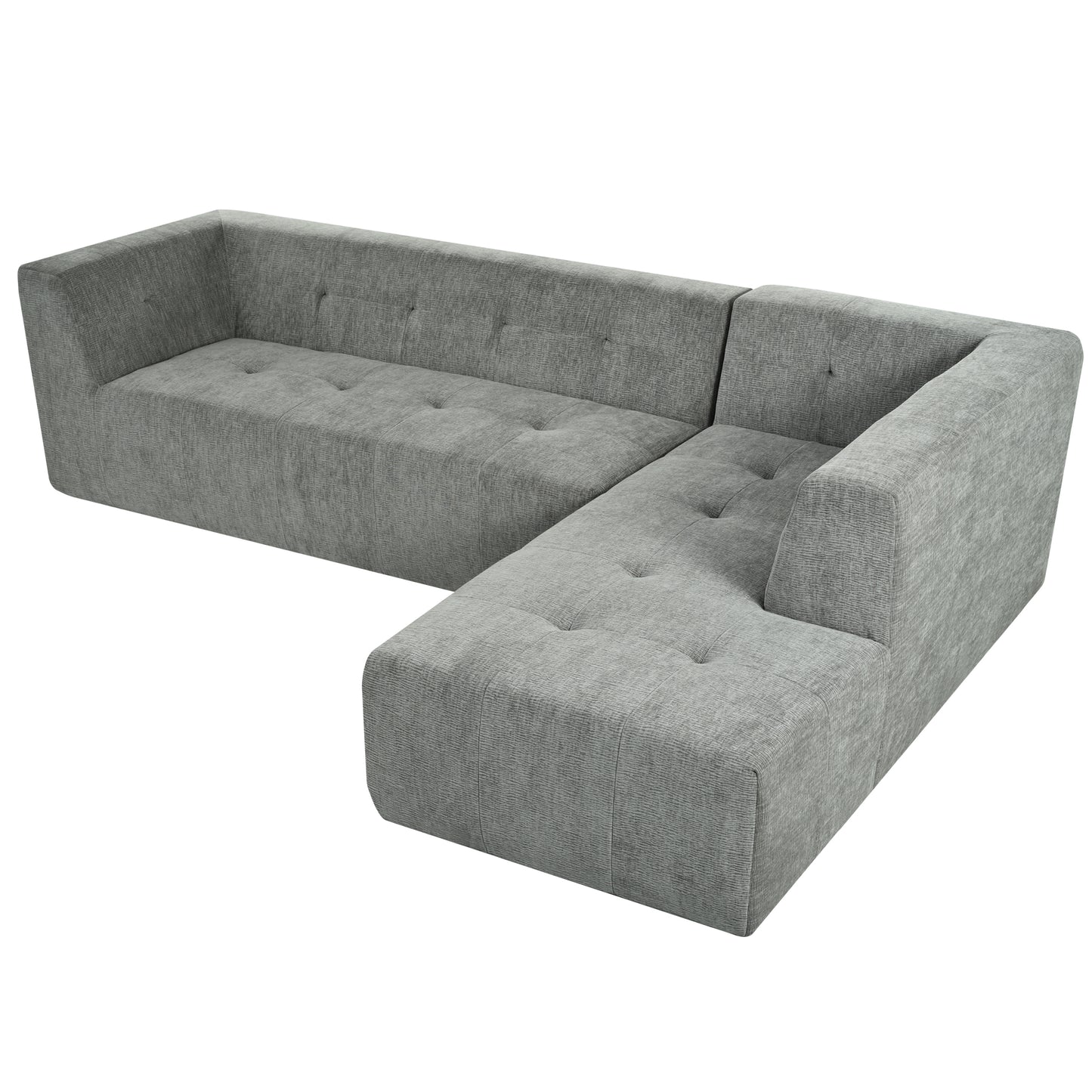 112.2*74" Modular Modular Combination Living Room Sofa Set, Modern Minimalist Sofa, Living Room Upholstered Sofa Bed, Bedroom, 2pcs Computer Free Combination, L-Shaped,Light Gray