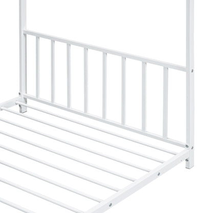 Twin Size Metal House Platform Bed, White