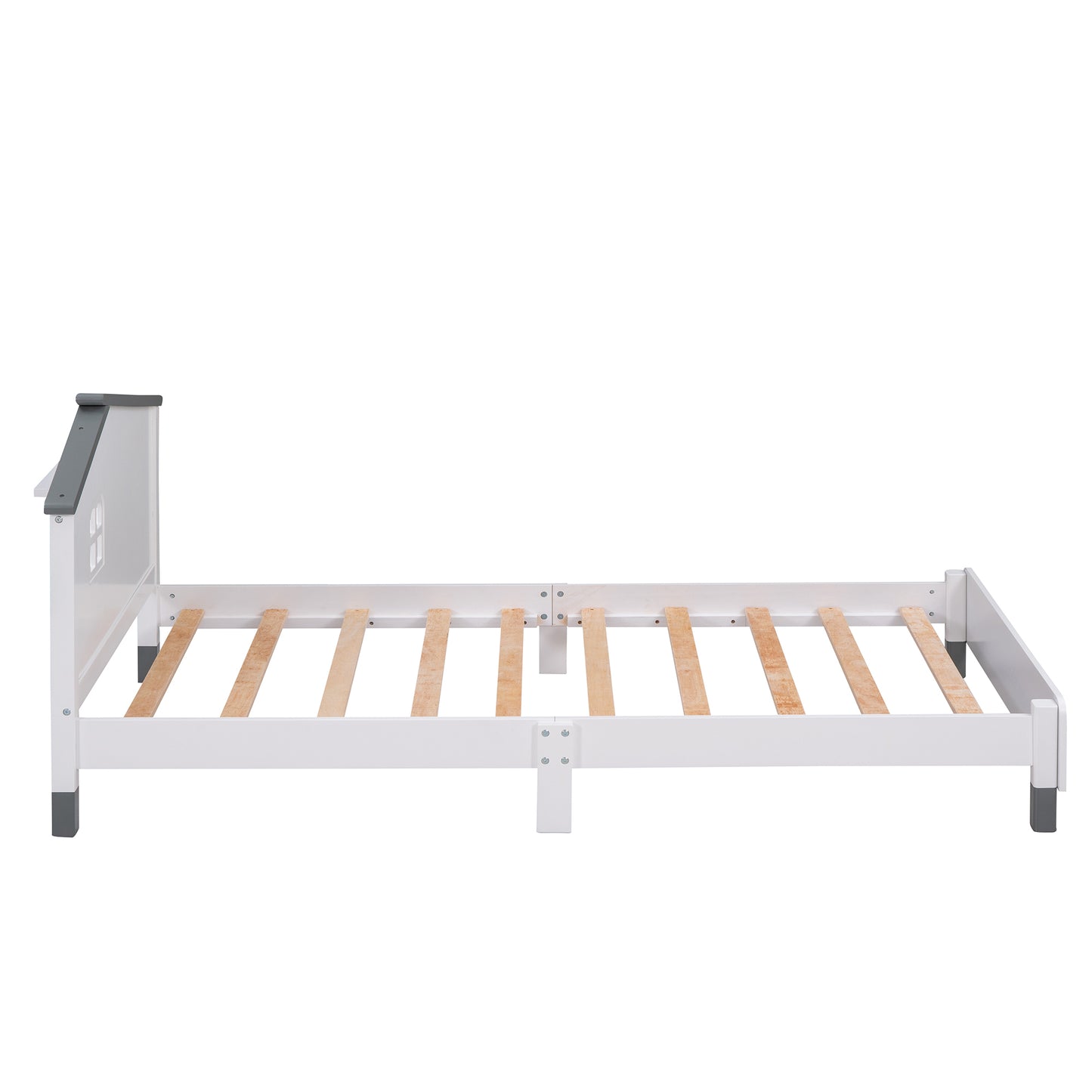 3-Pieces Bedroom Sets Twin Size Platform Bed with Nightstand and Storage dresser,White+Gray