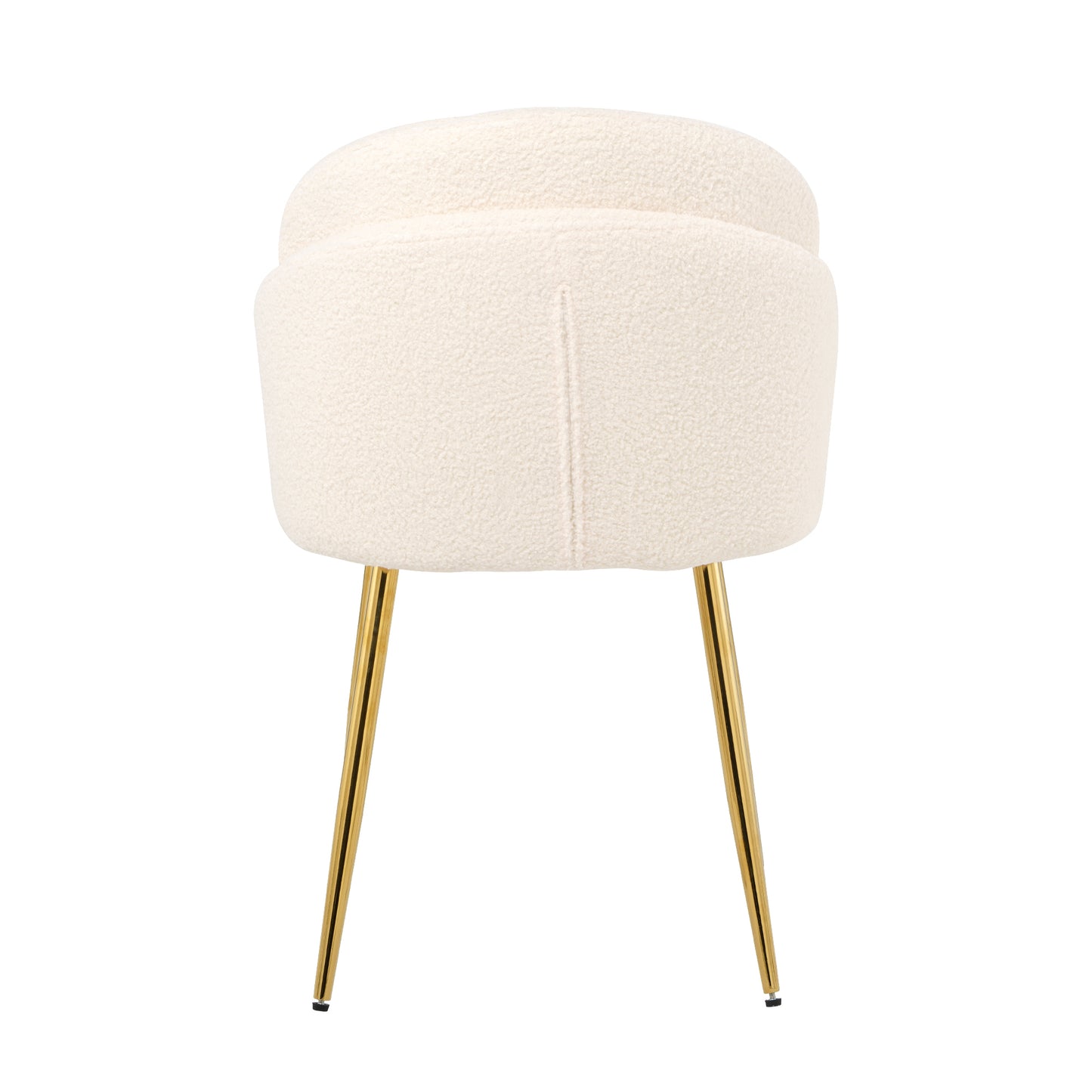 Modern simple teddy fleece dining chair Fabric Upholstered Chairs home bedroom stool back dressing chair gold metal legs(set of 2)