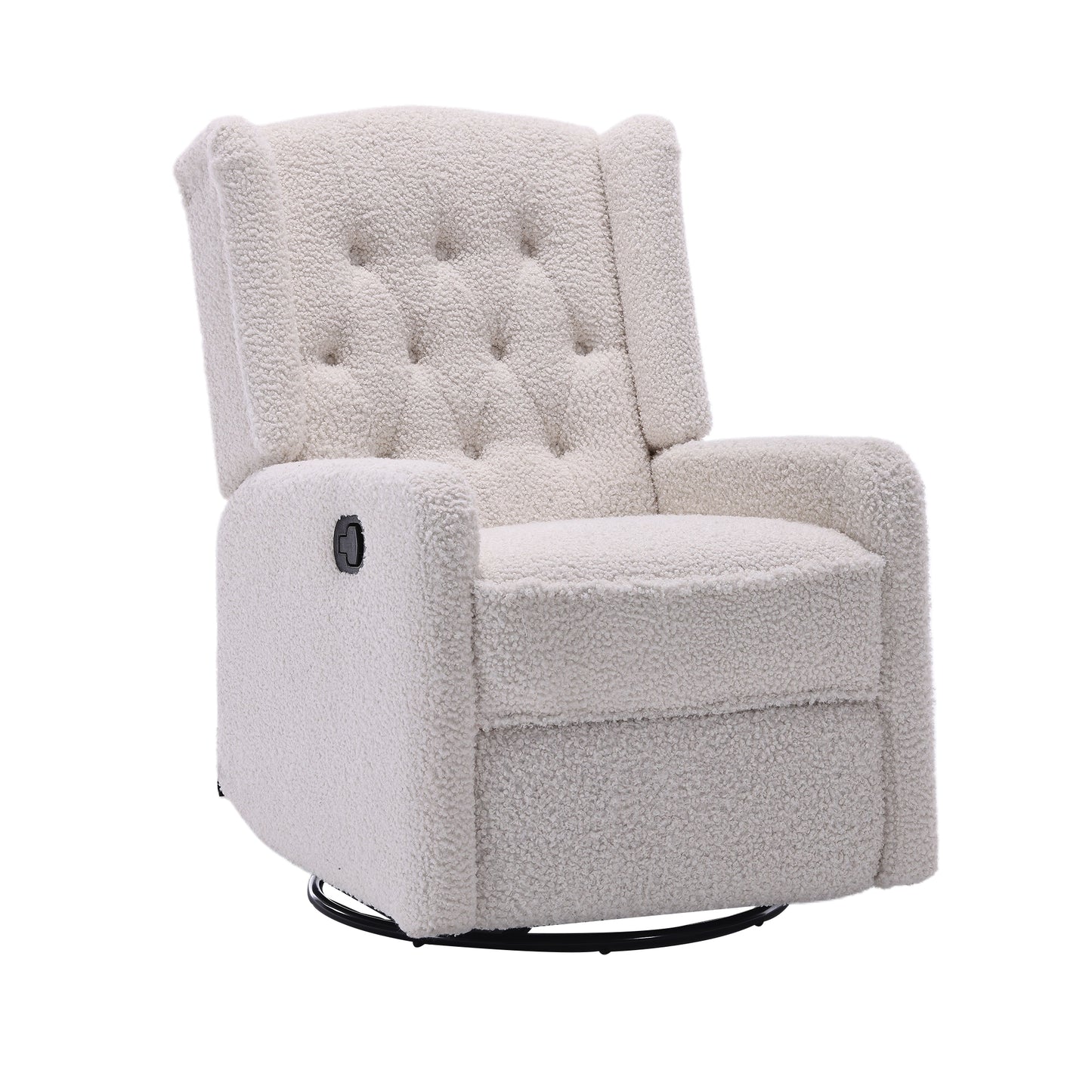 COOLMORE Rocking Recliner Chair,360 Degree Swivel Nursery Rocking Chair,Glider Chair,Modern Small Rocking Swivel Recliner Chair for Bedroom,Living Room Chair Home Theater Seat (White Teddy)