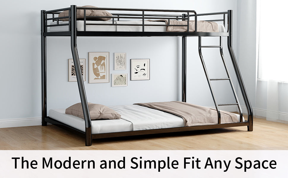 Metal Twin over Full Bunk Bed/ Heavy-duty Sturdy Metal/ Noise Reduced/ Safety Guardrail/ CPC Certified/ No Box Spring Needed