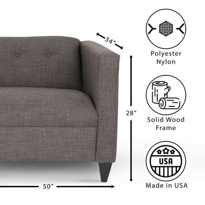 Loveseat Sofa for Living Room, Modern Décor Love Seat Mini Small Couches for Small Spaces and Bedroom with Solid Wood Frame (Marlow Asphalt, Polyester Nylon)