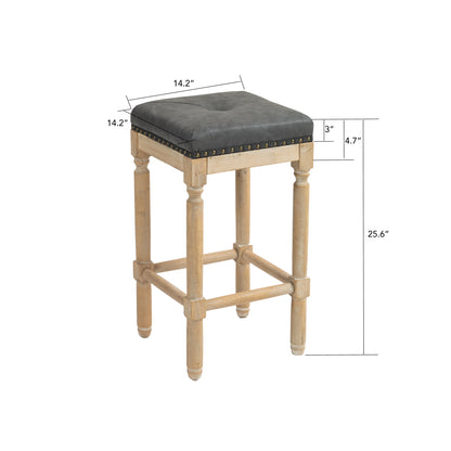 Tufted 26INCH stools Wooden counter stools  set of 2