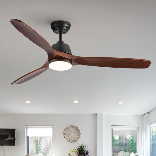 52" YUHAO Farmhouse Rustic  LED Ceiling Fan with Remote Control