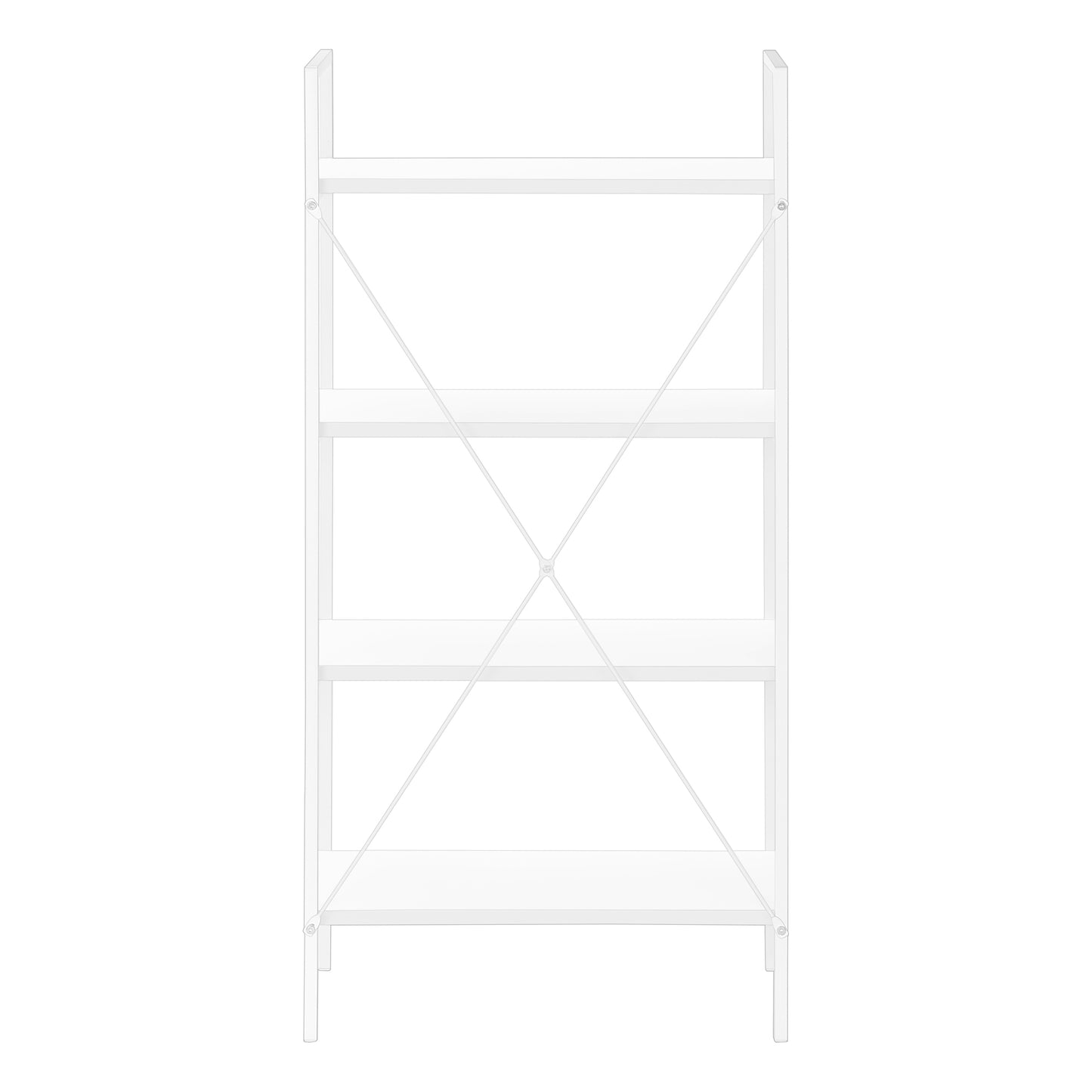Bookshelf, Bookcase, 4 Tier, 48"h, Office, Bedroom, White Laminate, White Metal, Contemporary, Modern