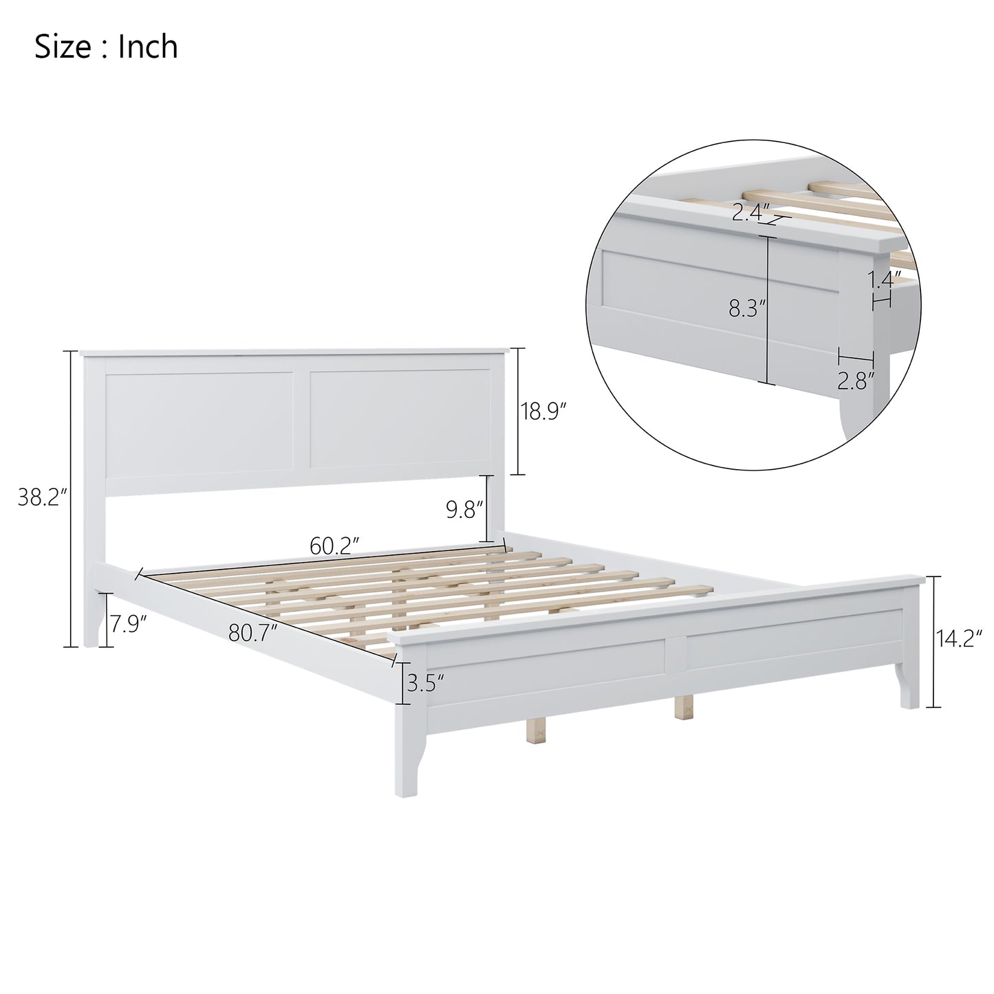 White Solid Wood 5 Pieces Queen Bedroom Sets(bed+nightstand*2+chest+dresser)old sku:BS515101AAK