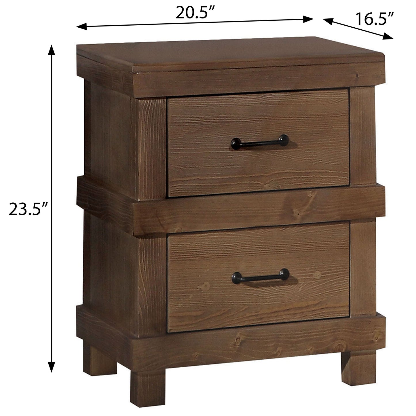 Antique Oak 2-drawer Nightstand