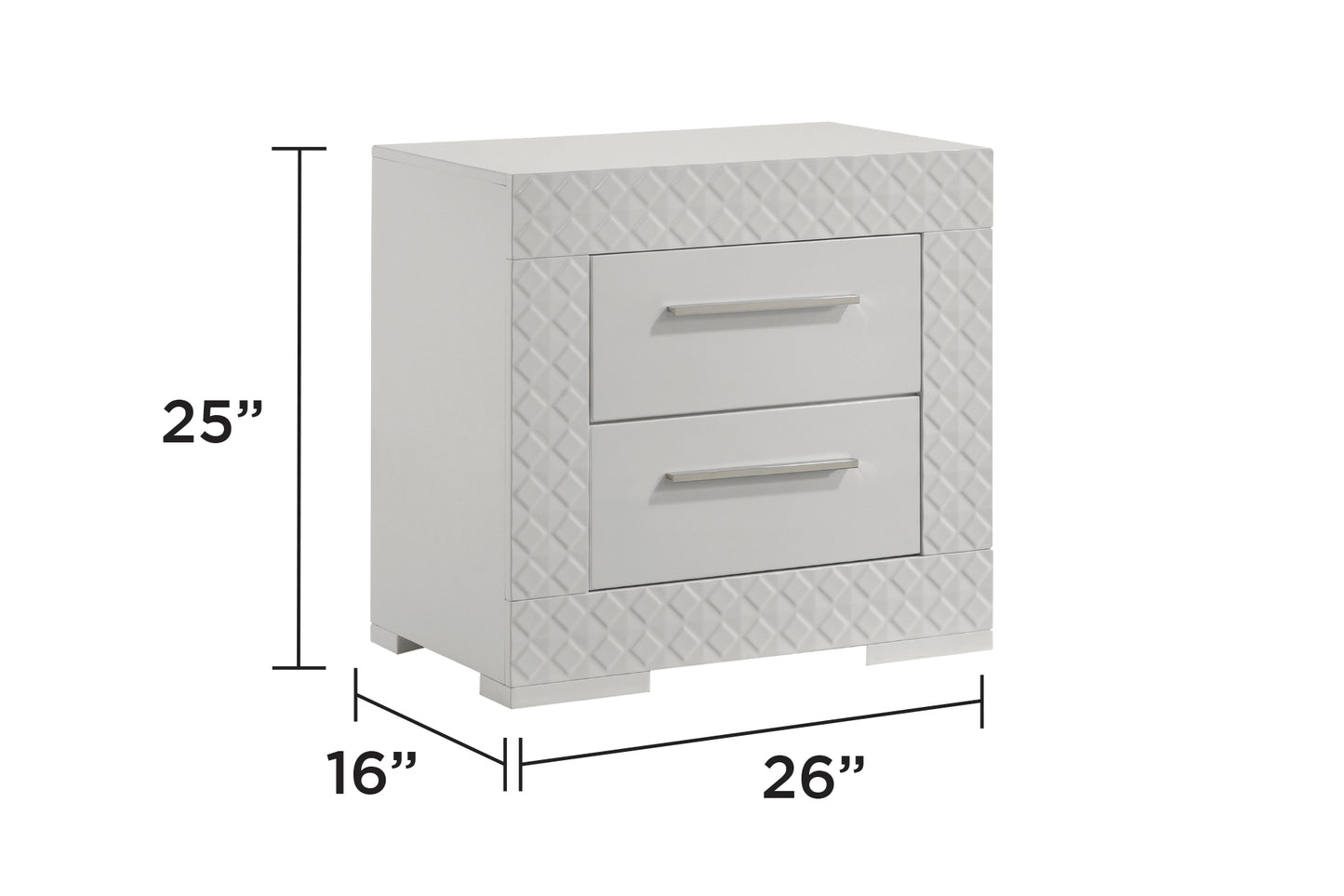 Blanca Modern Style 2-Drawer Night stand Made with Wood in White