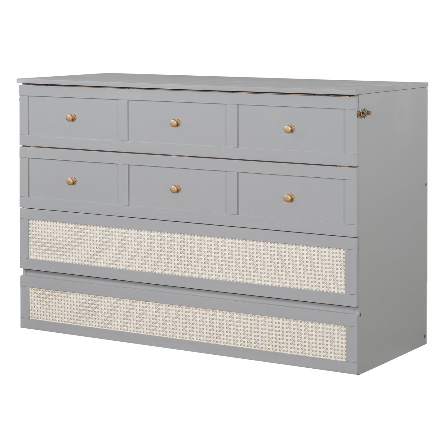 Queen Murphy Bed with Large Drawers,Gray