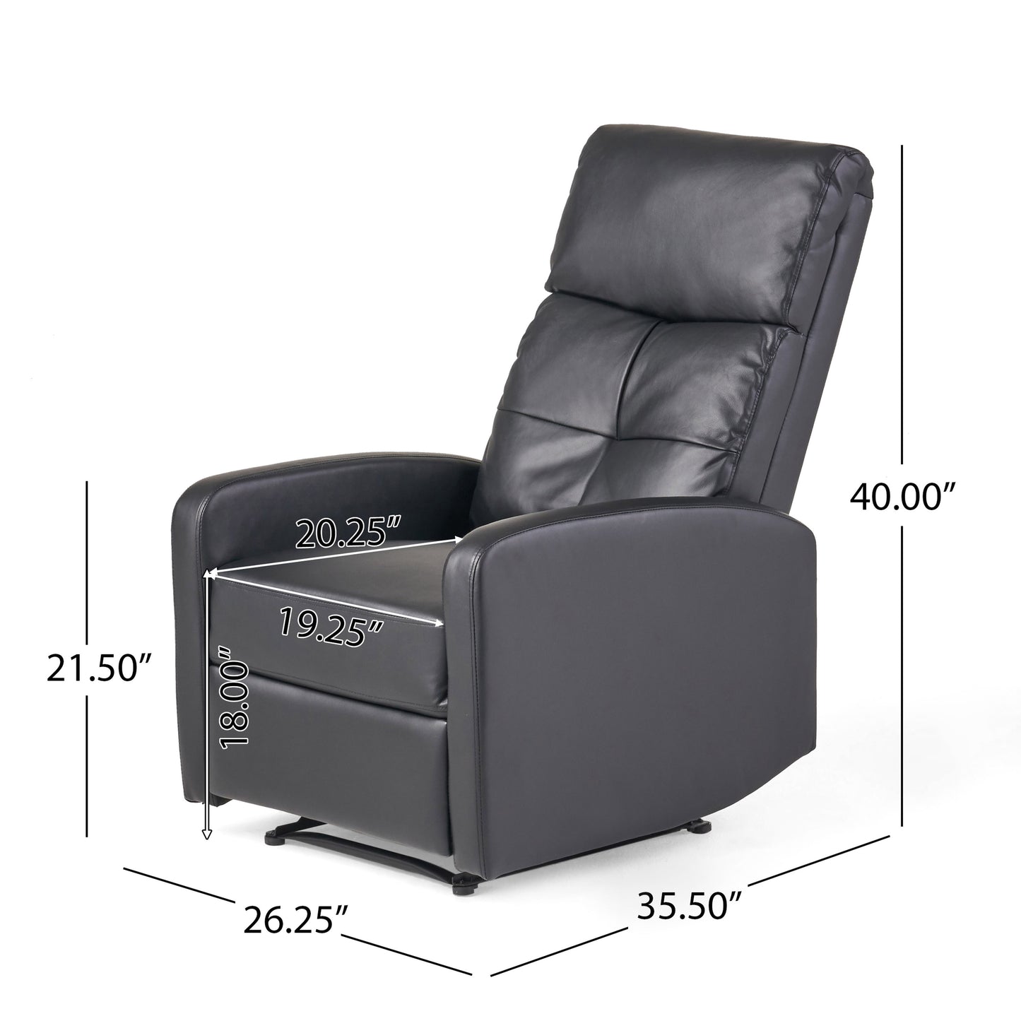 26" Wide Faux Leather Manual Standard Recliner