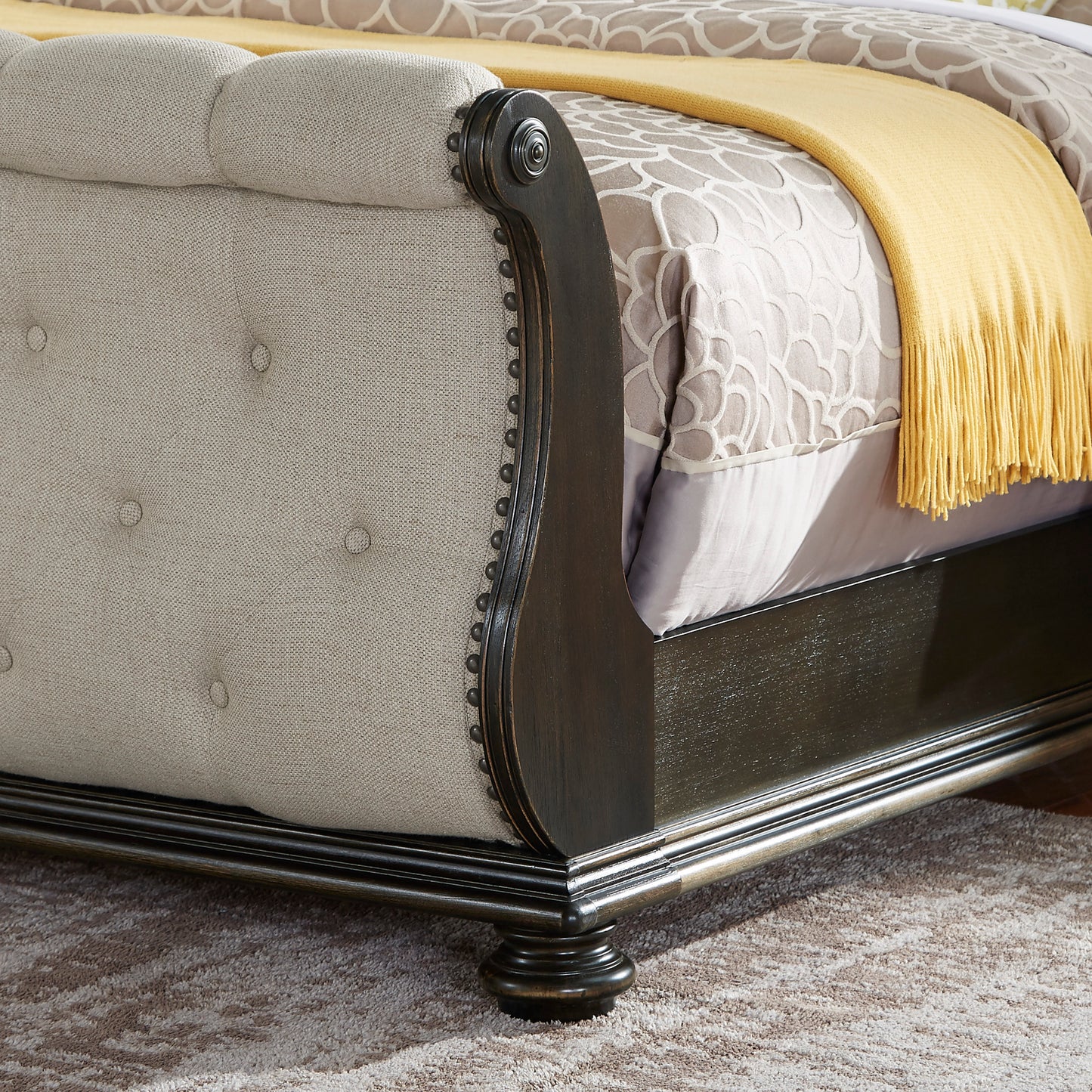 Rhapsody - Queen Sleigh Bed - Beige