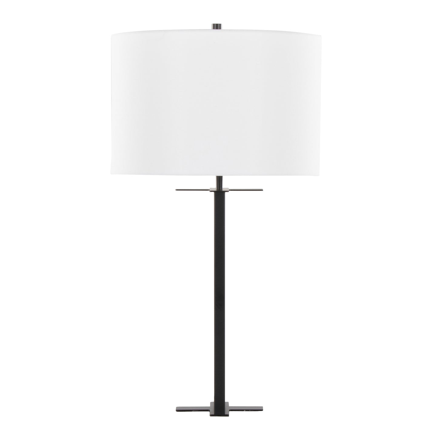 Cosmo 28" Contemporary Metal Table Lamp in Black Metal and White Linen by LumiSource