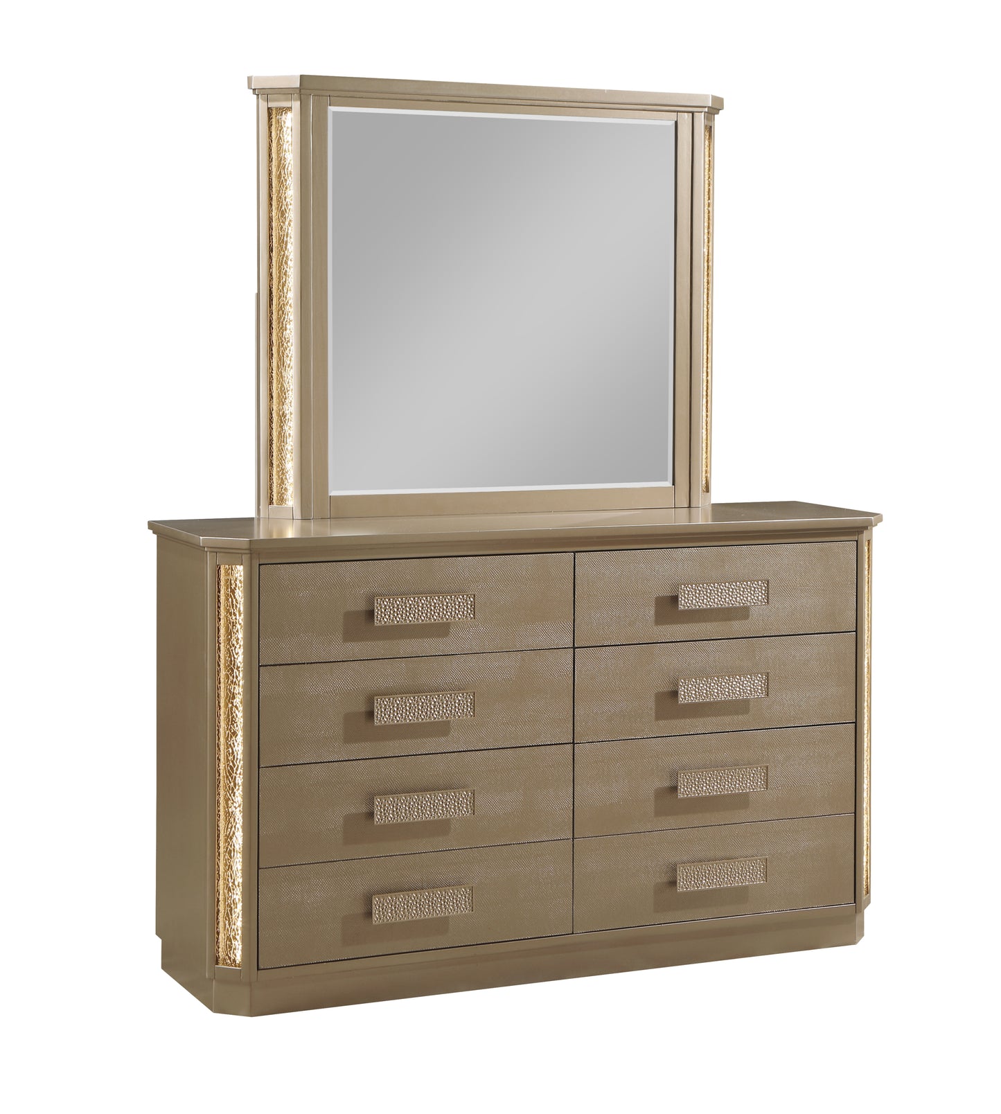 Dresser Made with Wood in Gold Finish