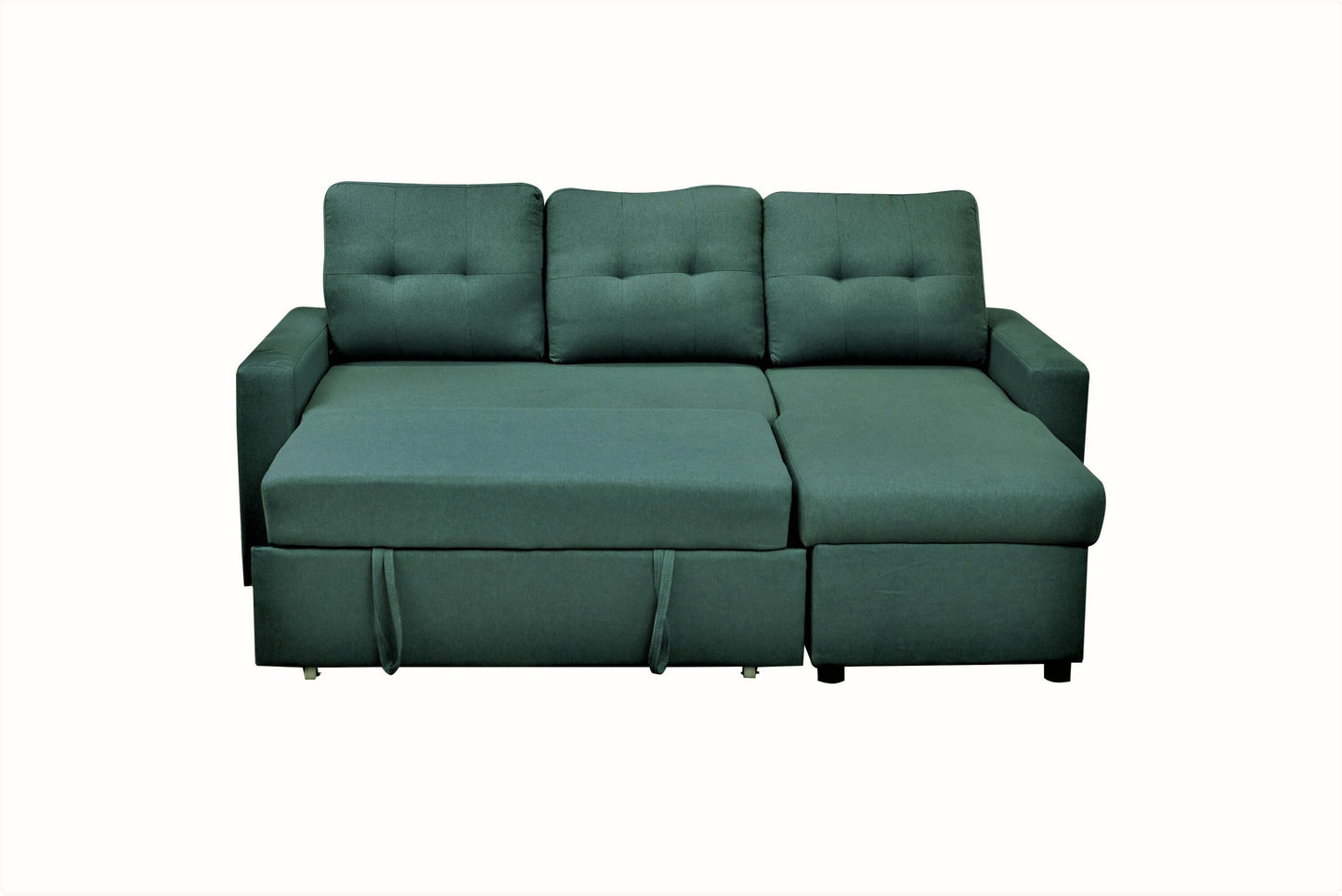 Container Furniture Direct Convertible L-Shaped Sectional Sleeper Sofa Bed, Stylish Apartment Furniture, Saving Pull Out Couch for Small Spaces and Living Rooms, Bluenish Green