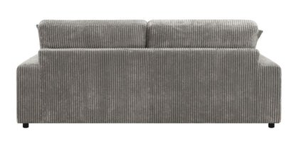 Tavia Gray Corduroy Reversible Sectional Sofa W/6 Pillows