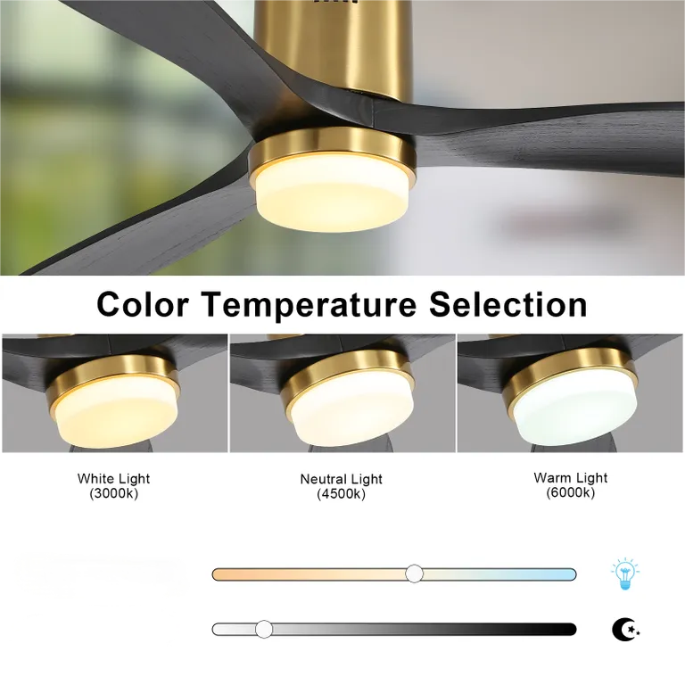 52 Inch Low Profile Ceiling Fan with Remote Control 3 Solid Wood Blades,52 Inches Suitable for Indoor and Outdoor