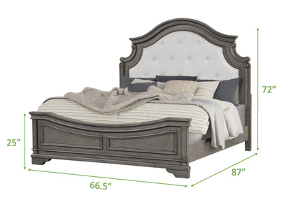 Traditional Style Queen Bed Made with wood in Rustic Gray