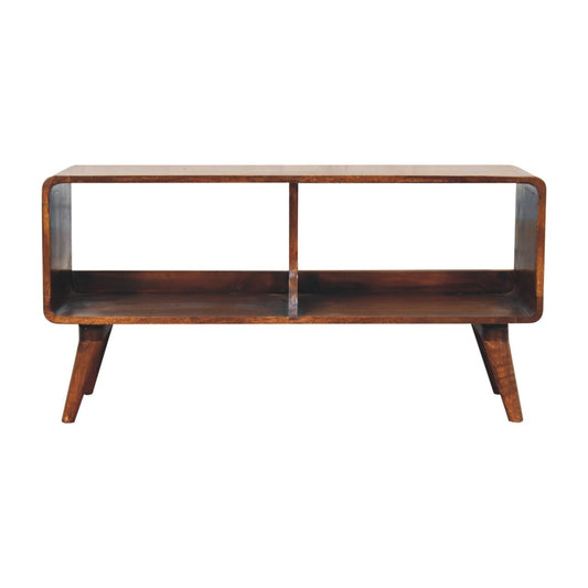 Solid Wood Curved Chestnut Double Slot Media Unit