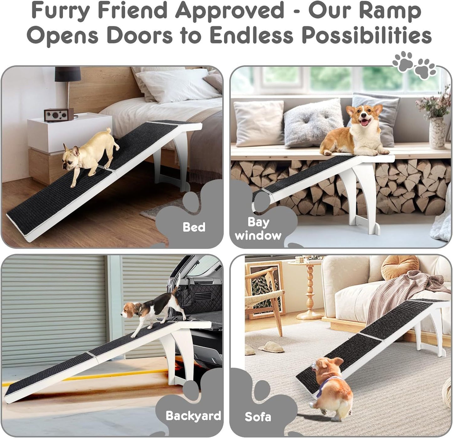 Dog Ramp for High Bed, Pet Bed Ramp, Dog Stairs, Cat Ramp, Dog Steps for Elevated Surface up to 28", Suitable for Small to Extra Large Dogs (71 inches)