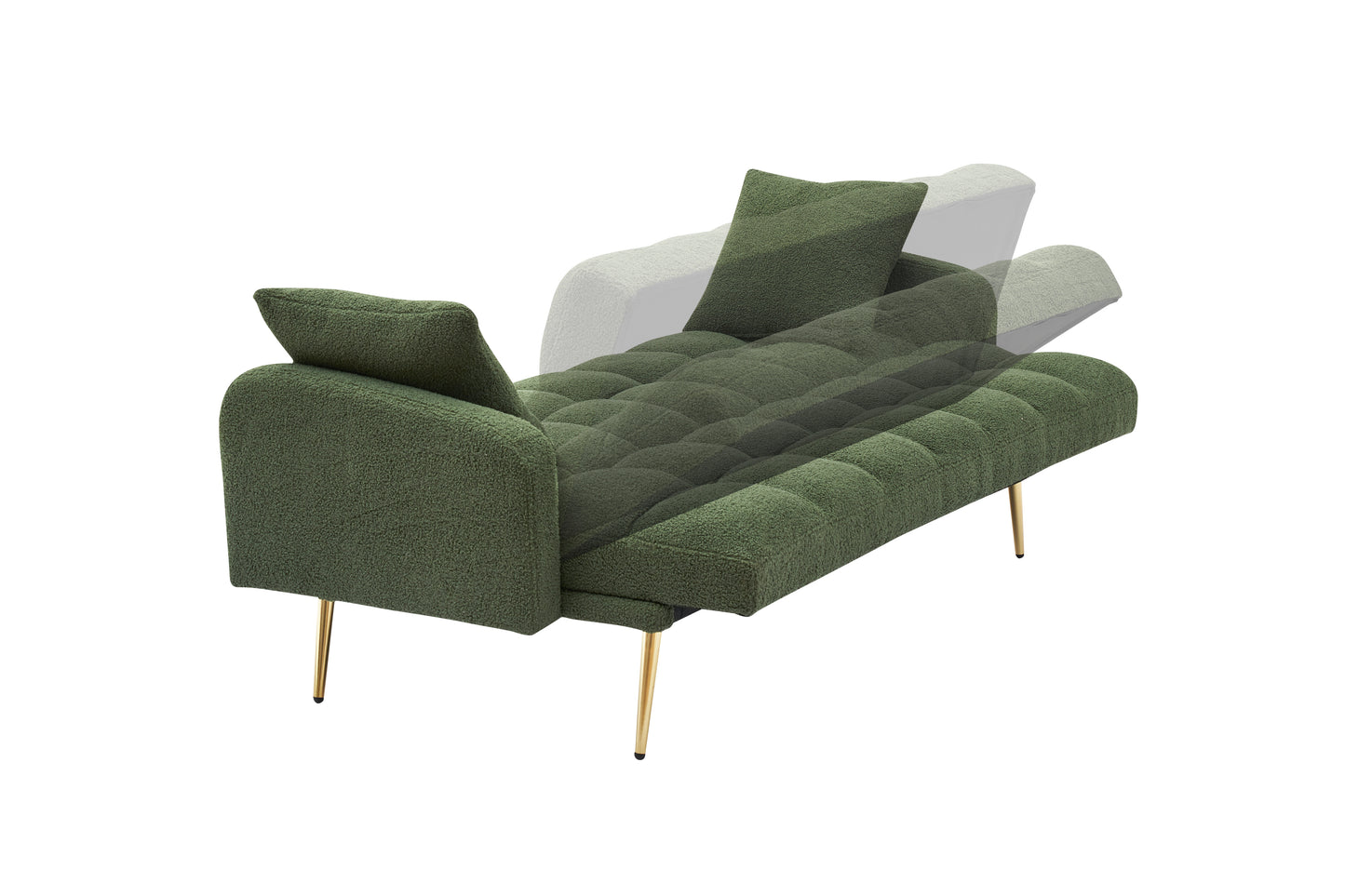 69 "green sofa bed, adjustable sofa teddy 2 throw pillows