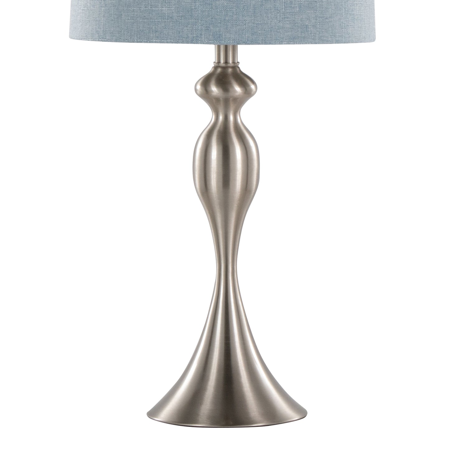 Ashland 27" Contemporary Metal Table Lamp in Brushed Nickel with Light Blue Linen Shade from Grandview Gallery by LumiSource - Set of 2