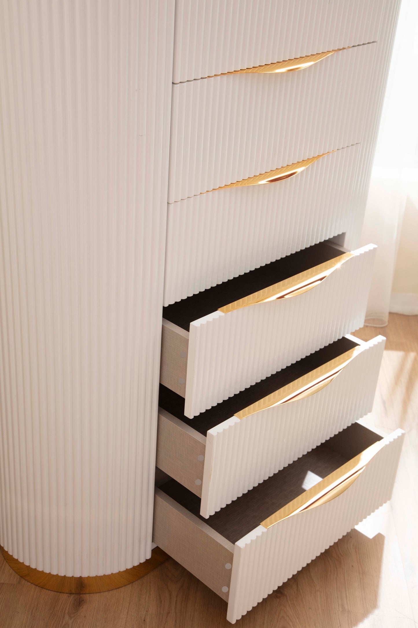 Laura Gold Detailed Chest made with Wood in White