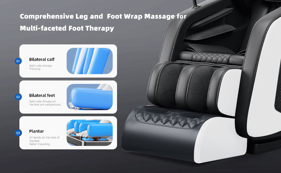 Massage Chair,Full Body Zero Gravity Recliner with Bluetooth, Hip Heating, Foot Massage and Air Massage System for Home Office, for mom/dad (Black and white)