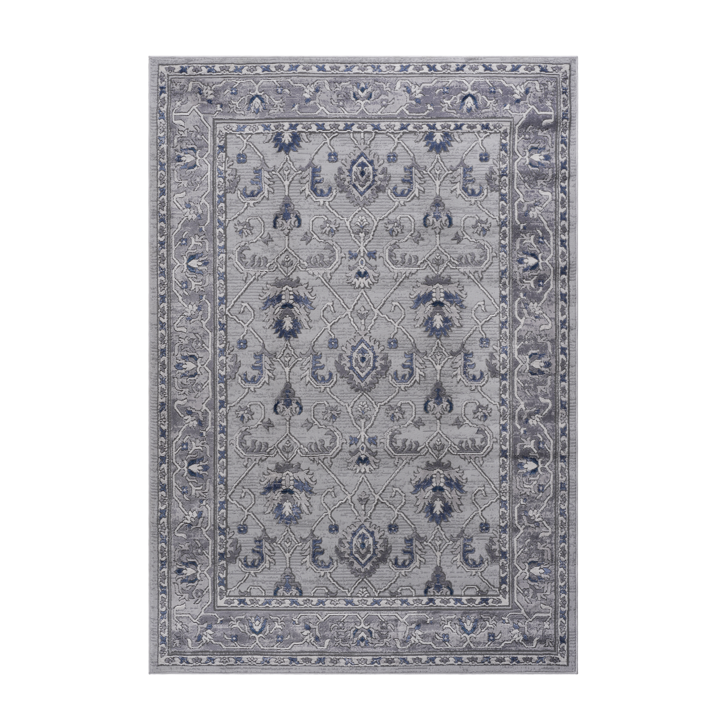 5X7 Grey/Blue/Oriental Non-Shedding Living Room Bedroom Dining Home Office Stylish and Stain Resistant Area Rug