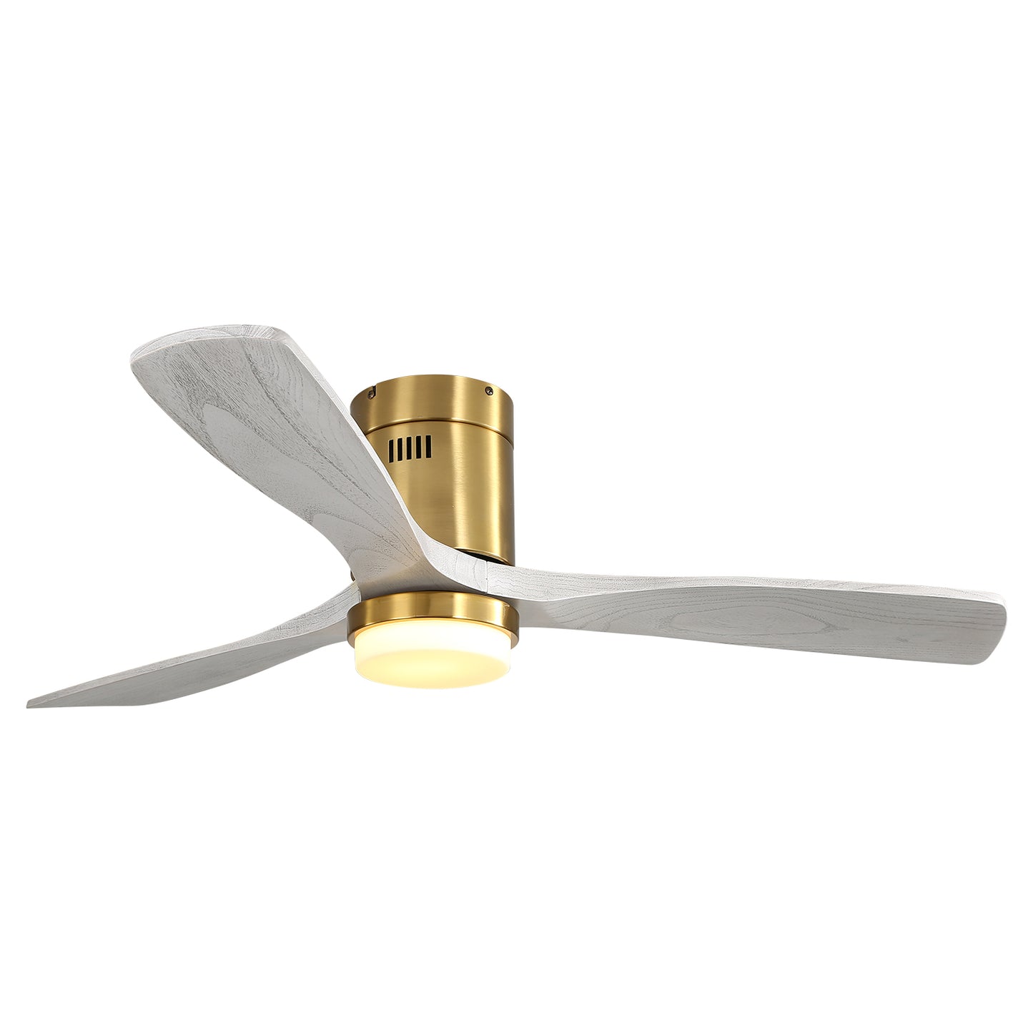 52 Inch Decorative LED Ceiling Fan With Dimmable LED Light 6 Speed Remote 3 Solid Wood Blades Reversible DC Motor For Living Room