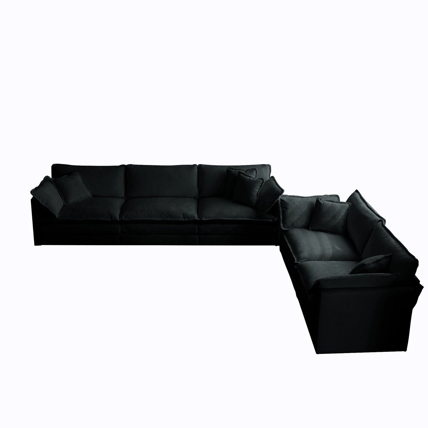 Modern Sofa Couch, 3 Piece Set Extra Deep Seat Sectional Sofa for Living Room, Oversized Sofa, 3 Seat Sofa, Loveseat and Single Sofa, Black Chenille