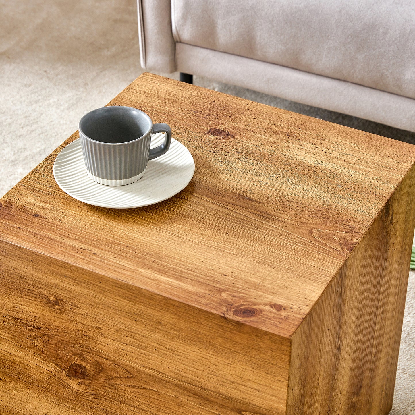 Compact MDF coffee table: 11.8x11.8x19.6 inches, stylish texture design