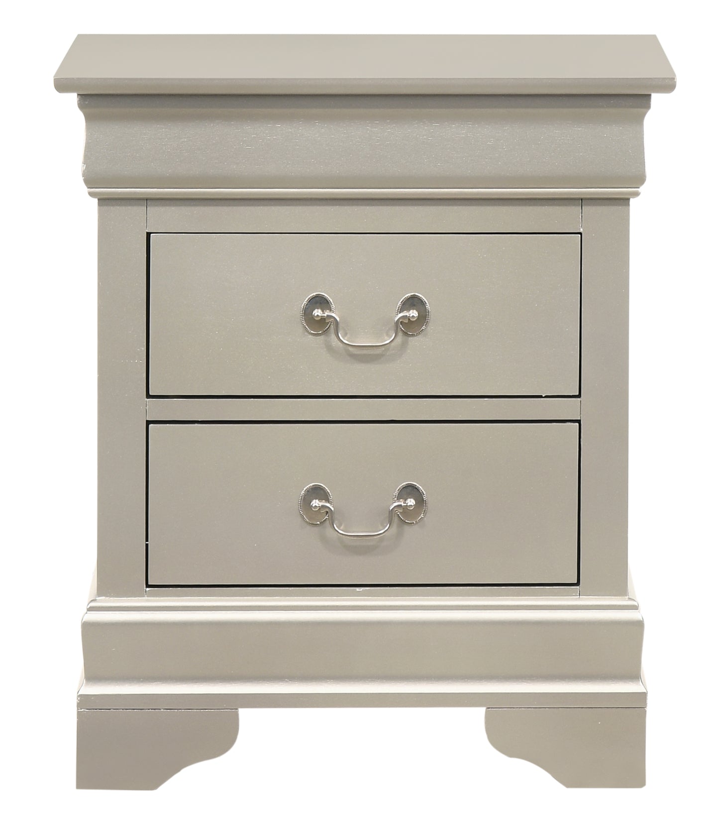 Elegant Traditional Nightstand In Silver Champagne