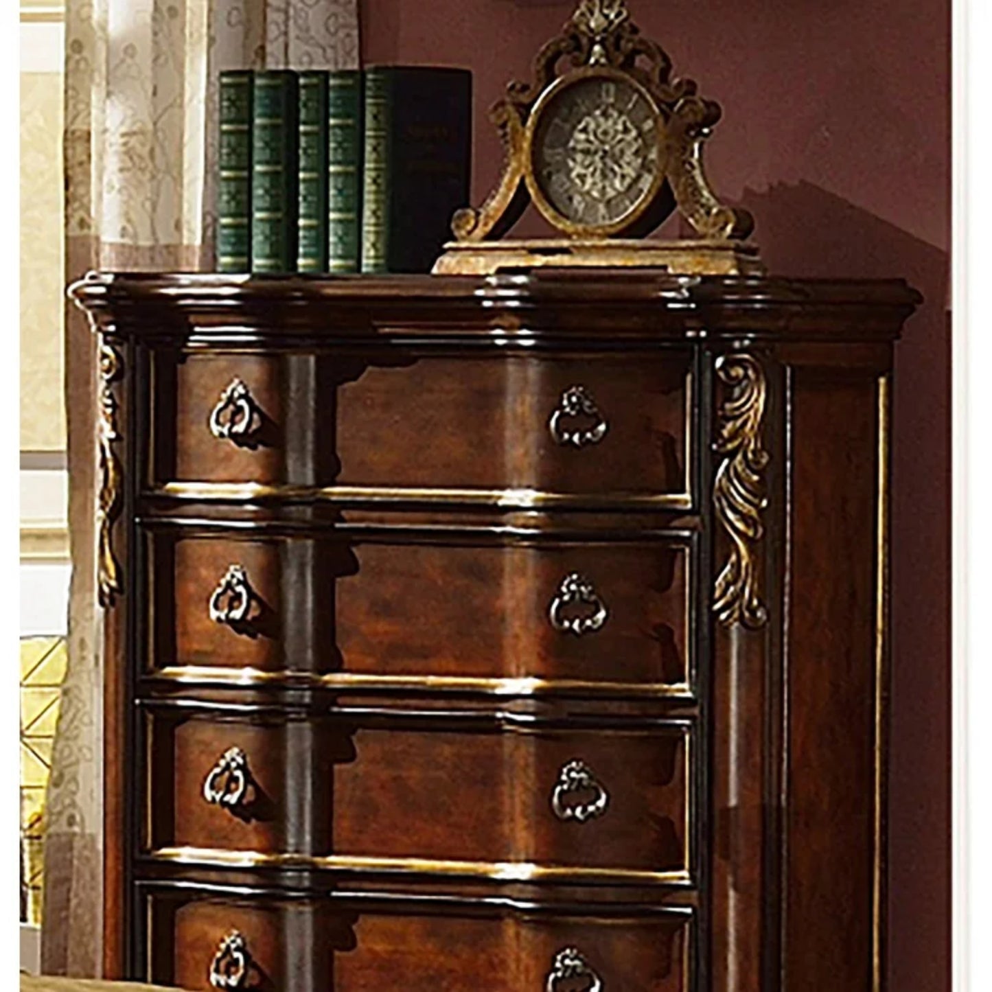 Traditional style Chest made with wood Dark Walnut