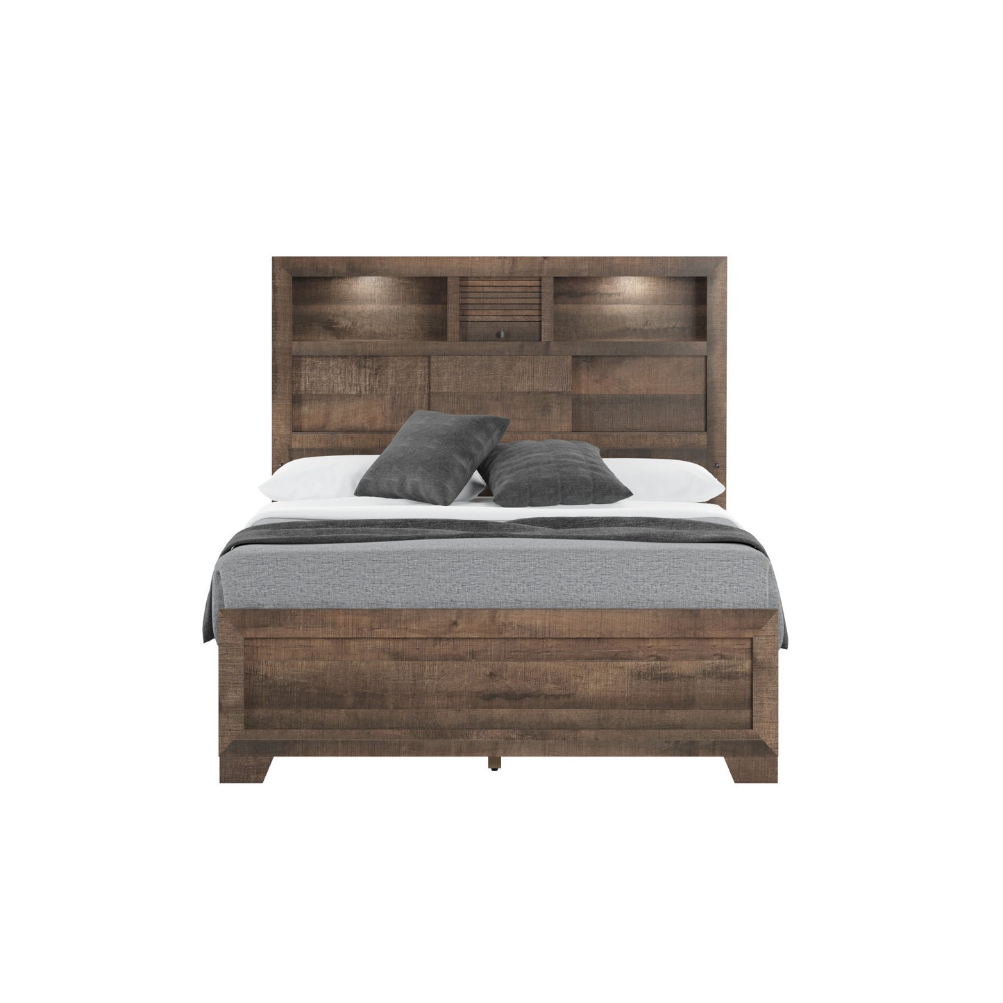 Plinz Brown Full Bookcase Bed