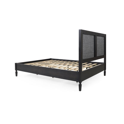 Queen Bed - Acacia Wood and Rattan