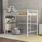 Twin Metal Loft Bed with Desk, Ladder and Guardrails, Loft Bed for Bedroom, White(OLD SKU : MF195191AAK)