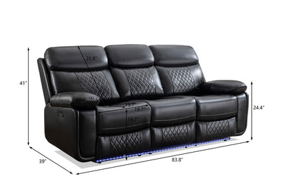 Power reclining sofa with DDT / LED Strip BLACK color