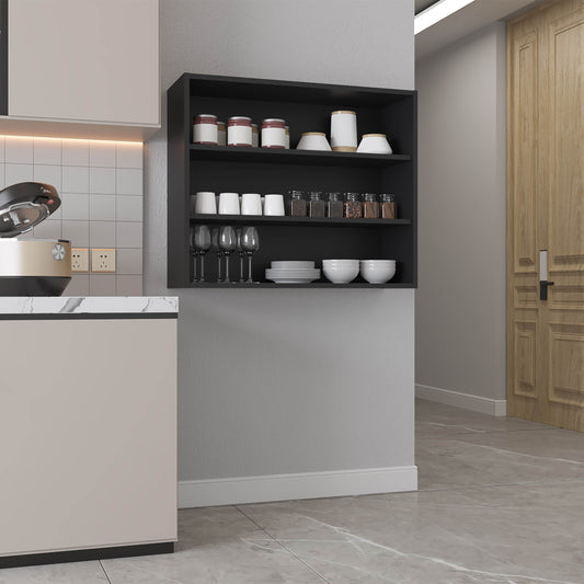 Wall Shelf 30" H, 3 Shelves, Black