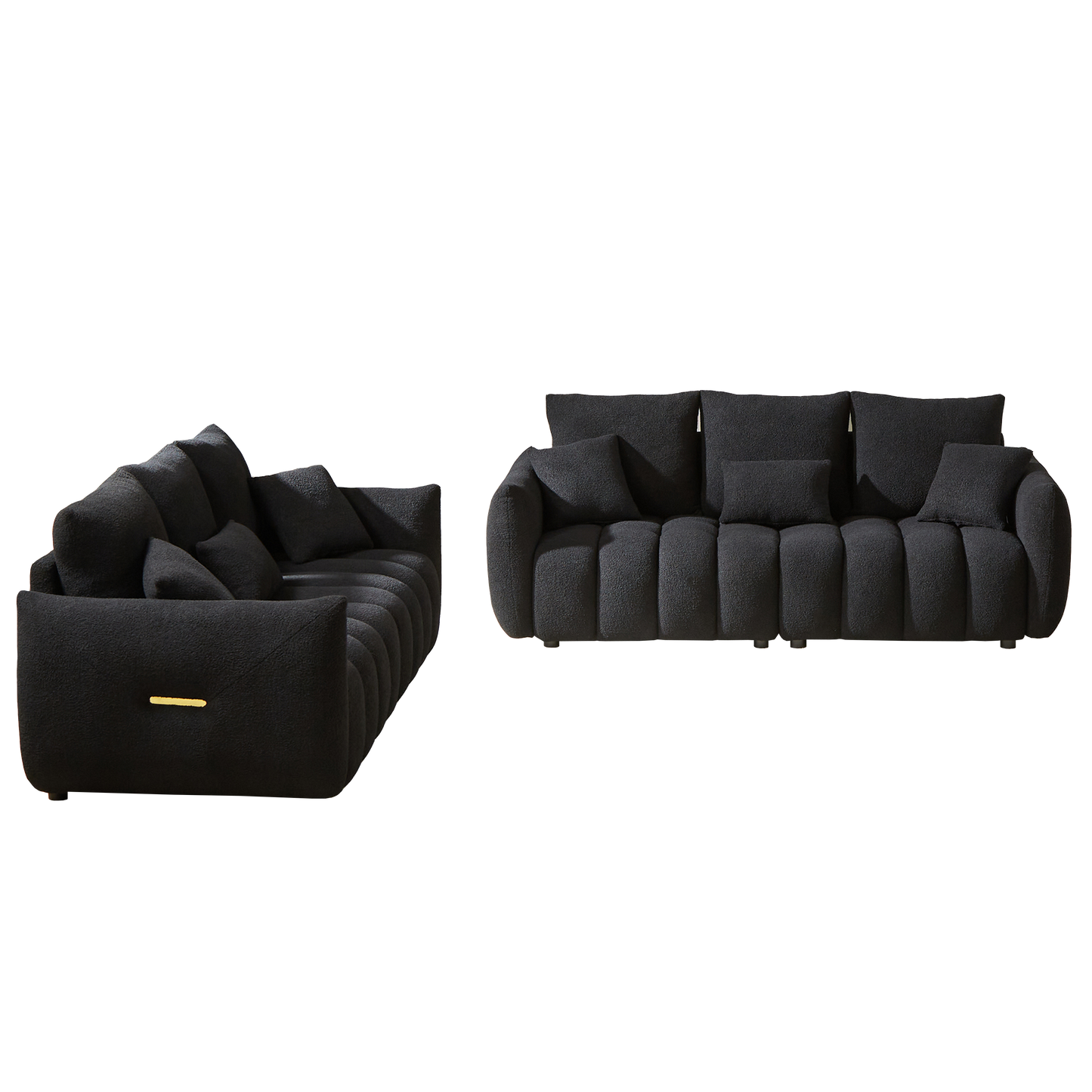 3 Seater + 3 Seater Combo Sofa Modern Living Room Sofa, Teddy Sofa, Wooden Frame, 6 Cushions, Apartment Sofa Furniture