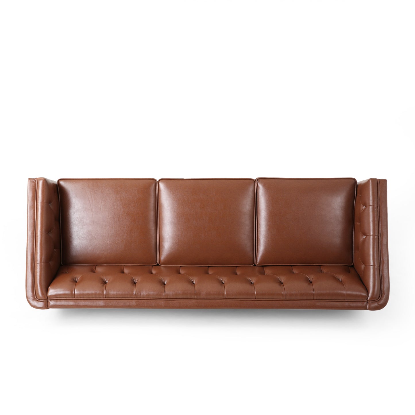 Mirod 81'' PU Sofa,Tufted Back,Solid Wood legs,Living Room and Study