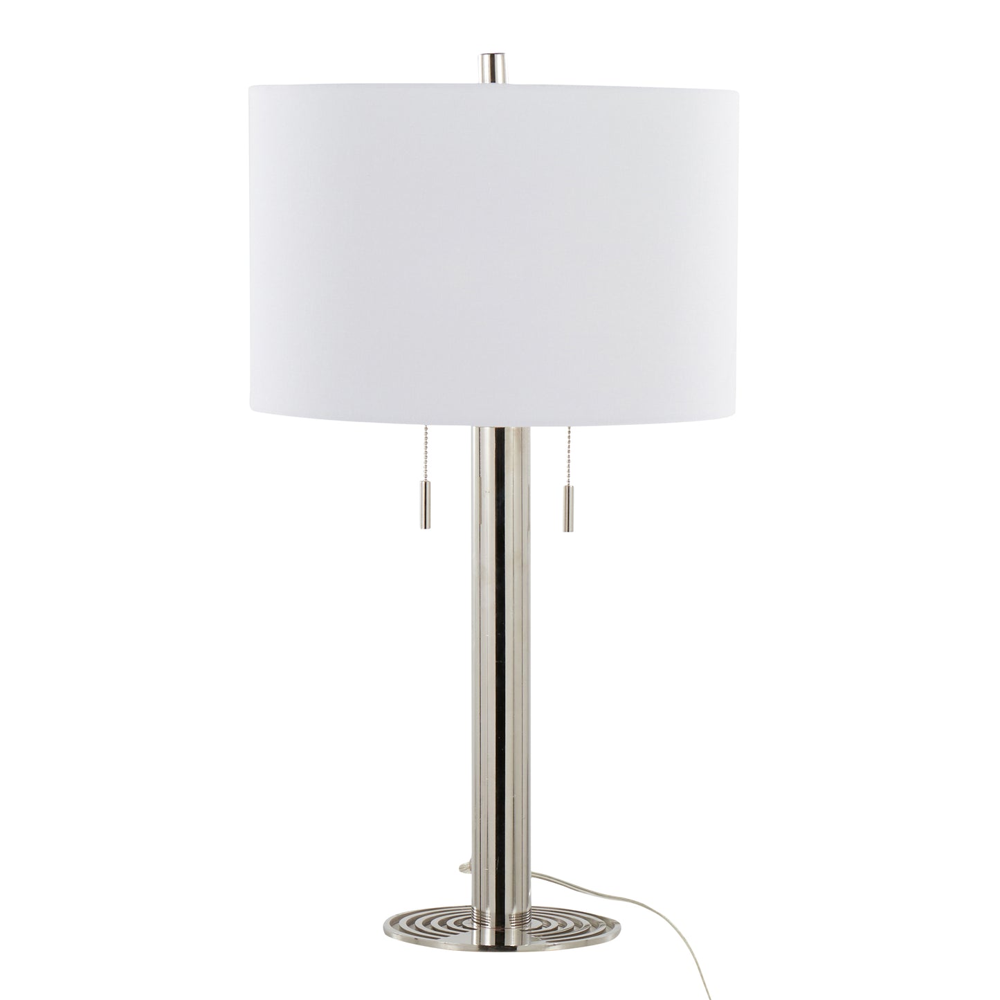 Master 29" Contemporary Metal Table Lamp in Polished Nickel and White Linen Shade from Grandview Gallery by LumiSource - Set of 2