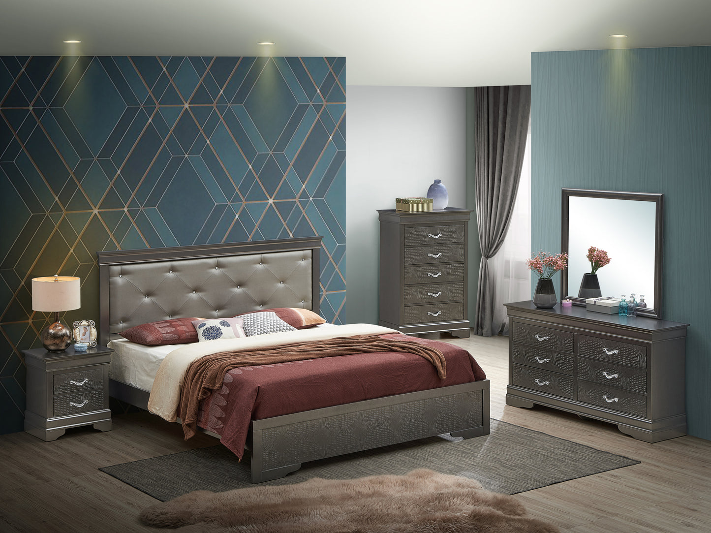 Sleek Metallic Black Full Bed For Versatile Spaces