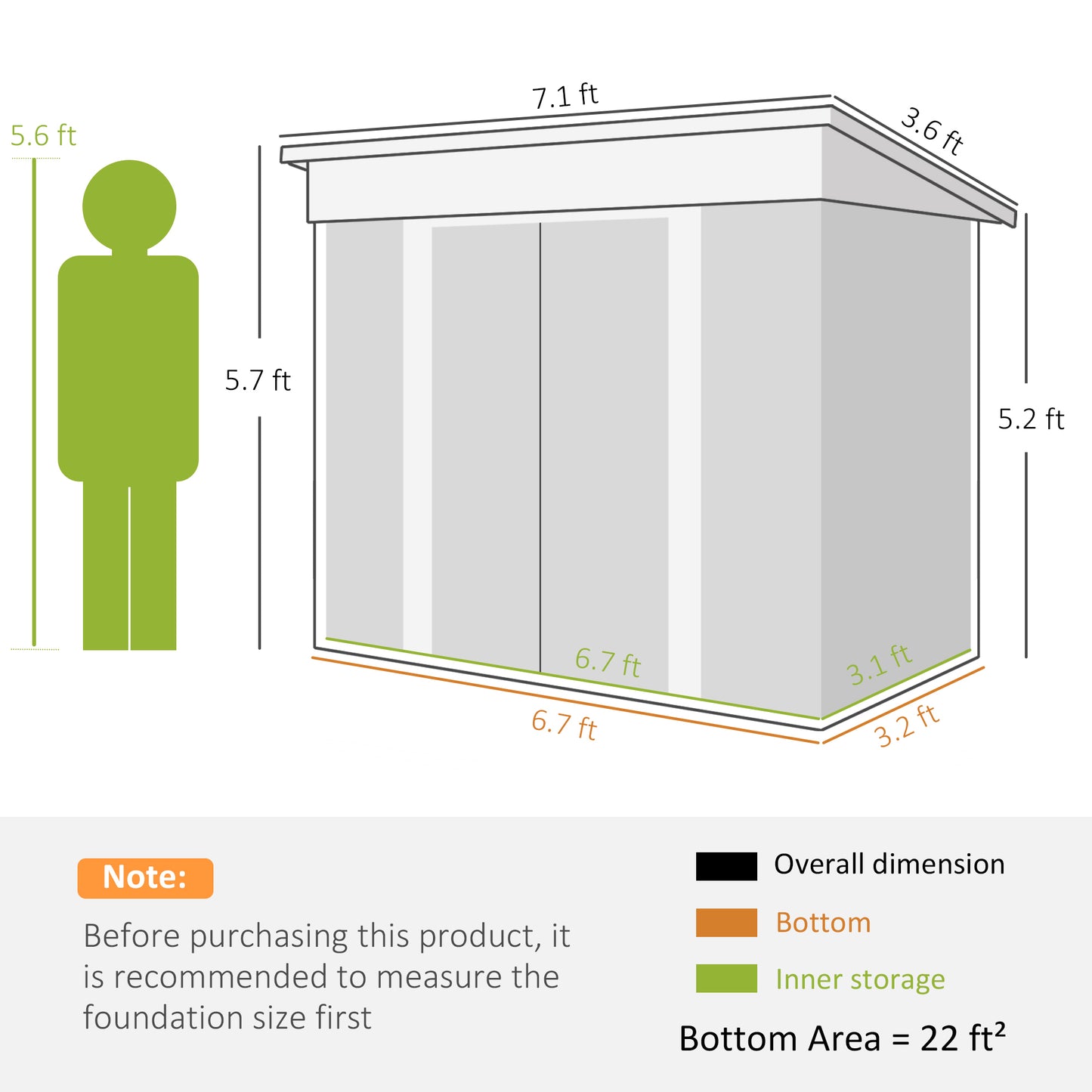 Outsunny 7' x 4' Metal Lean to Garden Shed, Outdoor Storage Shed, Garden Tool House with Double Sliding Doors, 2 Air Vents for Backyard, Patio, Lawn, Gray